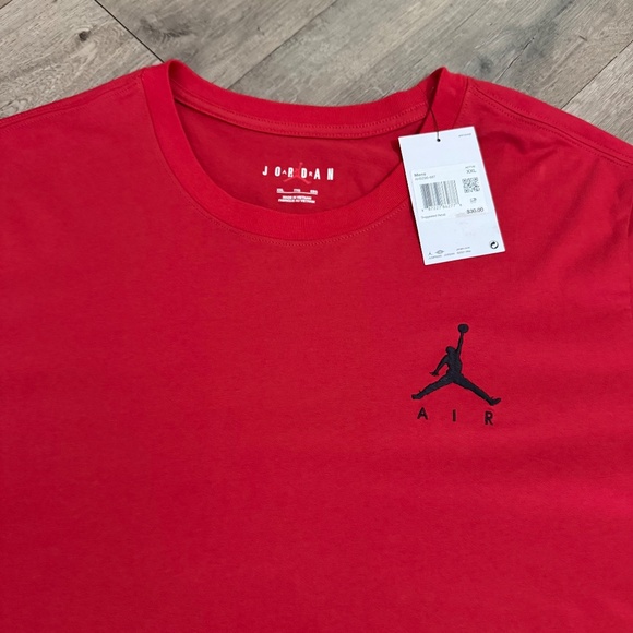 Jordan Men's Embroidered Jumpman Air T-Shirt Red Short Sleeve Crew Neck 2XL NWT - Picture 6 of 6